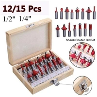 0406 -12/15pcs Milling Cutter Router Bit Set