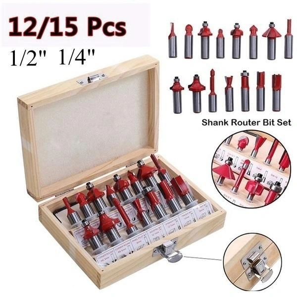 0406 -12/15pcs Milling Cutter Router Bit Set