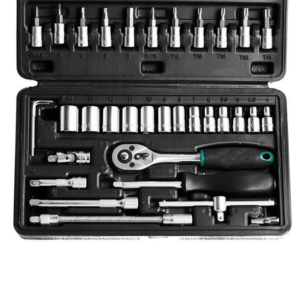0452 -46pcsMetal 1/4 Socket Set (Black, 46pcs)