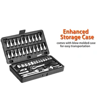 0452 -46pcsMetal 1/4 Socket Set (Black, 46pcs)