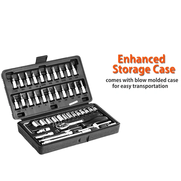 0452 -46pcsMetal 1/4 Socket Set (Black, 46pcs)