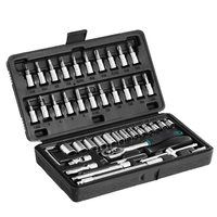 0452 -46pcsMetal 1/4 Socket Set (Black, 46pcs)