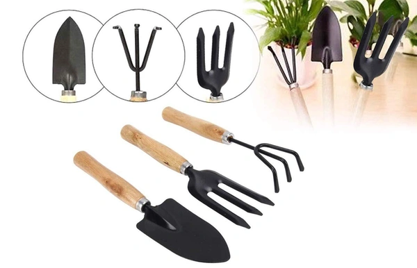 0542 Gardening Tools - Hand Cultivator, Big Trowel, Garden Fork (Set of 3)