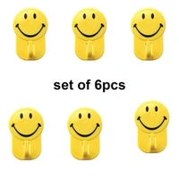 0604 Plastic Self-Adhesive Smiley Face Hooks, 1 Kg Load Capacity (6pcs)