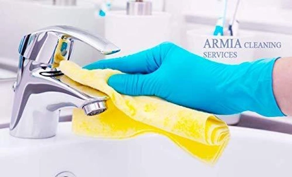 0666 - Flock line Reusable Rubber Hand Gloves (Blue) - 1pc