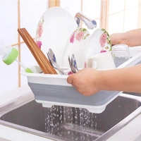 0804b Collapsible Folding Silicone Dish Drying Drainer Rack with Spoon Fork Knife Storage Holder (Brown Box)