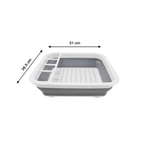 0804b Collapsible Folding Silicone Dish Drying Drainer Rack with Spoon Fork Knife Storage Holder (Brown Box)