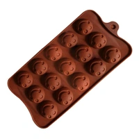 1188 Food Grade Non-Stick Reusable Silicone Smile Shape 15 Cavity Chocolate Molds / Baking Trays