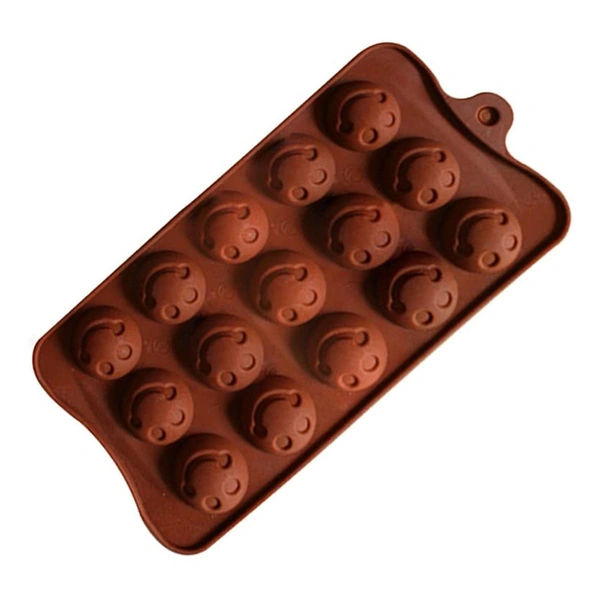 1188 Food Grade Non-Stick Reusable Silicone Smile Shape 15 Cavity Chocolate Molds / Baking Trays