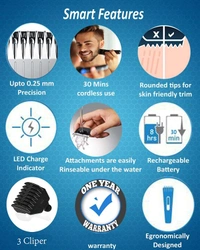 1437 NS-216 rechargeable cordless hair and beard trimmer for men s