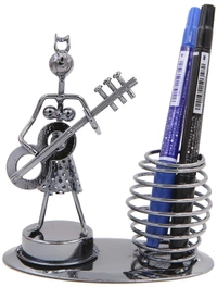 1640 Girl Musician Playing  Pen Stand Showpiece