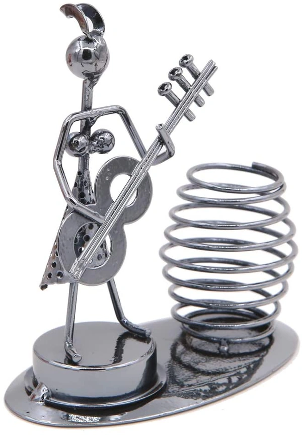 1640 Girl Musician Playing  Pen Stand Showpiece