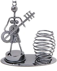 1640 Girl Musician Playing  Pen Stand Showpiece