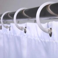 1793 Plastic Ring Bath Drape Loop Clasp Shower Curtain Hooks (Pack of 12Pcs)