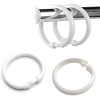 1793 Plastic Ring Bath Drape Loop Clasp Shower Curtain Hooks (Pack of 12Pcs)