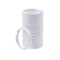 1793 Plastic Ring Bath Drape Loop Clasp Shower Curtain Hooks (Pack of 12Pcs)