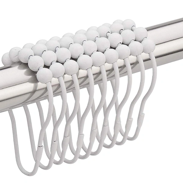 1794 Plastic Bath Drape Clasp Curtain Hooks (Pack of 12 Pcs)