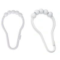1794 Plastic Bath Drape Clasp Curtain Hooks (Pack of 12 Pcs)