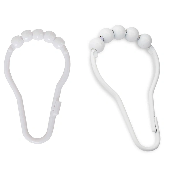 1794 Plastic Bath Drape Clasp Curtain Hooks (Pack of 12 Pcs)