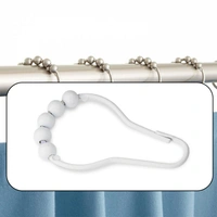 1794 Plastic Bath Drape Clasp Curtain Hooks (Pack of 12 Pcs)