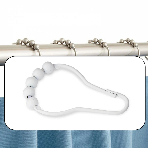 1794 Plastic Bath Drape Clasp Curtain Hooks (Pack of 12 Pcs)