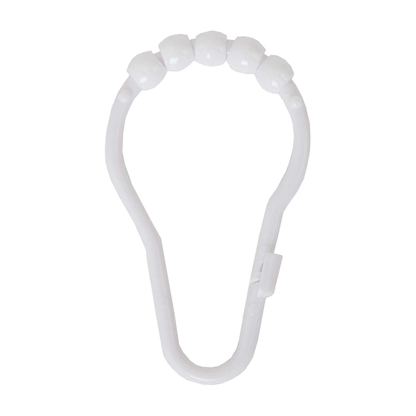 1794 Plastic Bath Drape Clasp Curtain Hooks (Pack of 12 Pcs)