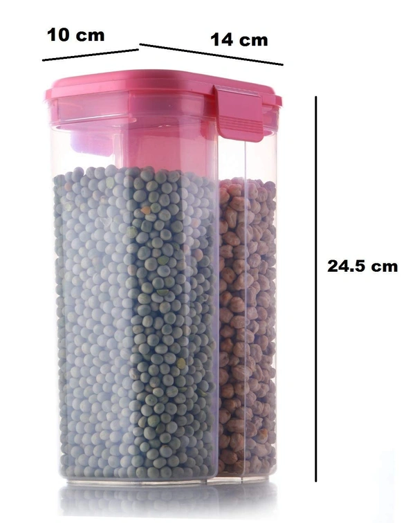 2147 Plastic 2 Sections Air Tight Transparent Food Grain Cereal Storage Container (2000ml)