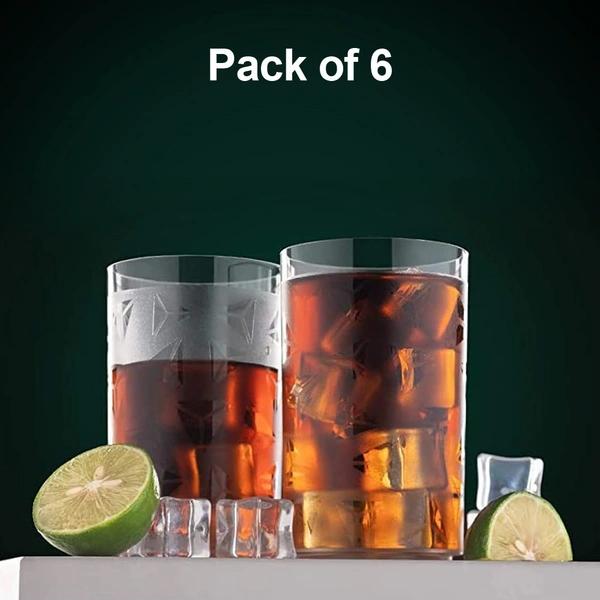 2347 Unbreakable Plastic Diamond Design Drinking Glass (Pack of 6) (Brown Box Pack)