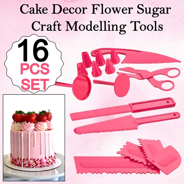 2471 Plastic 16 Patterns Fondant Cake Decor Flower Sugar Craft Modelling Tools