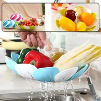 2611 Lotus Shape Foldable Fruit & Vegetable Basket Tray,Color May Vary