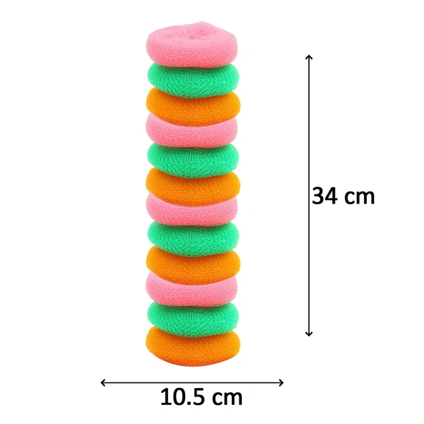 2629 Plastic Scrubber Round Nylon Scrubbers Small Size  (Pack of 12)