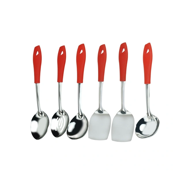 2701 6 Pc SS Serving Spoon With stand used in all kinds of household and kitchen places for holding spoons etc.