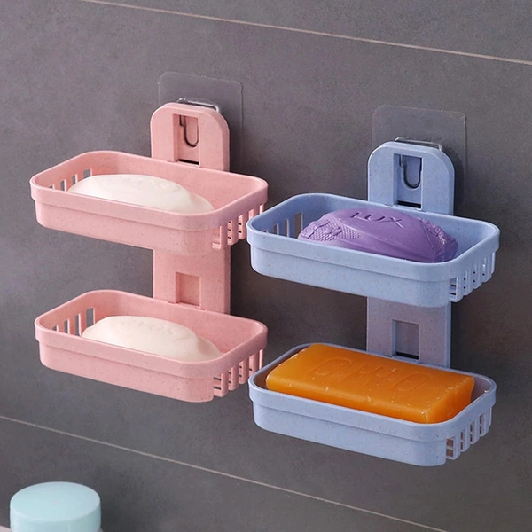 4762  Plastic Double Layer - Soap Stand, Holder, Wall Soap Box Dispenser Tray