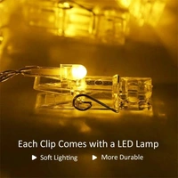 6015 Fairy Warm White Clip Lights for Photos ( 10Pc Clip )