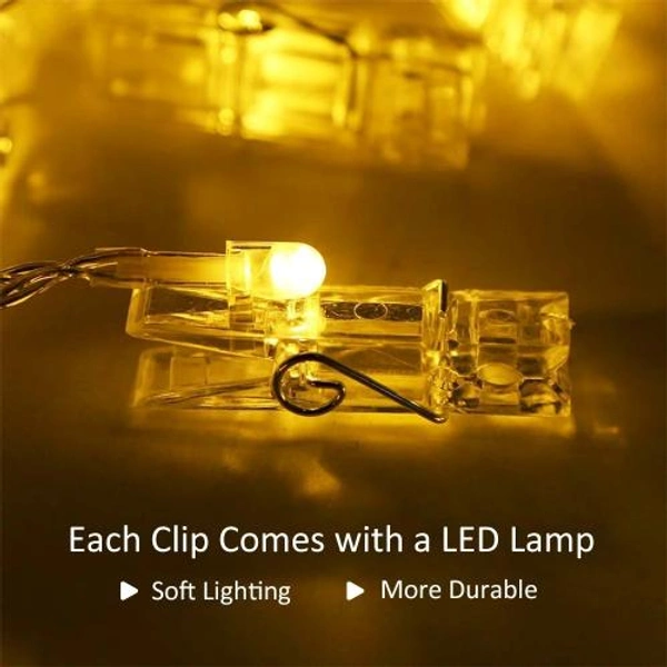 6015 Fairy Warm White Clip Lights for Photos ( 10Pc Clip )