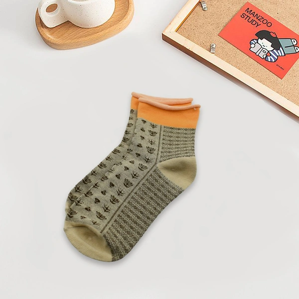 7354 Women s Cotton Solid Ankle Length Printed Fancy Socks Combo - 12 pair (Multicolour, Medium)
