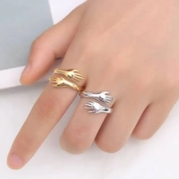 Hug Ring With Heart Box  - Silver