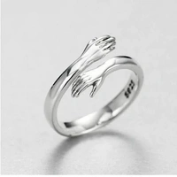 Hug Ring With Heart Box  - Silver