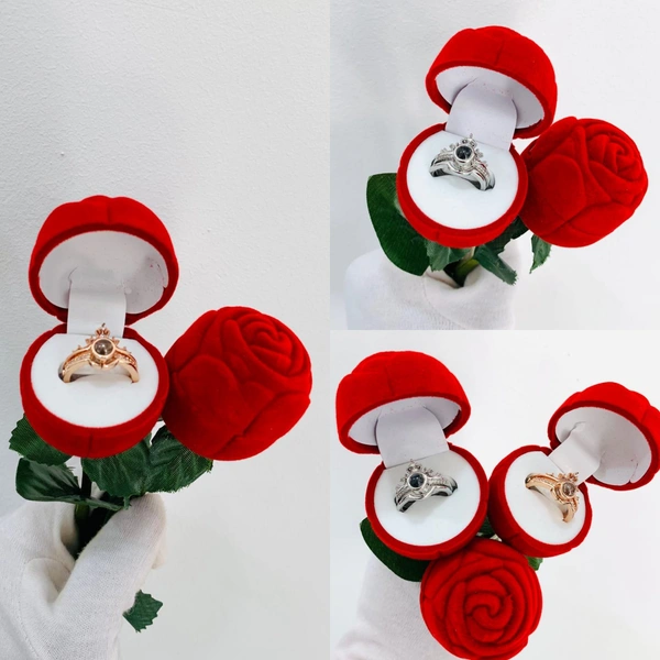 I Love You ( 100 Language) Ring With Rose Box - Silver