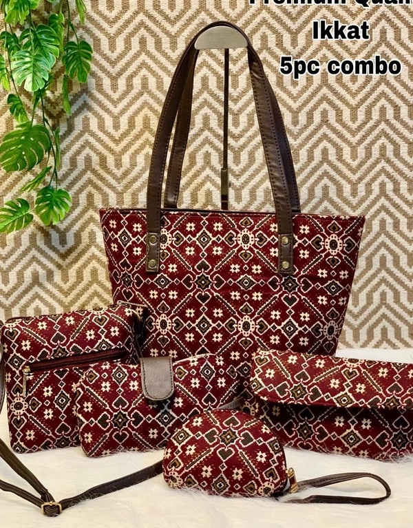 Tradition Ikkat Handbag Combo  - Bag-13"x11.5"Sling-6"×7