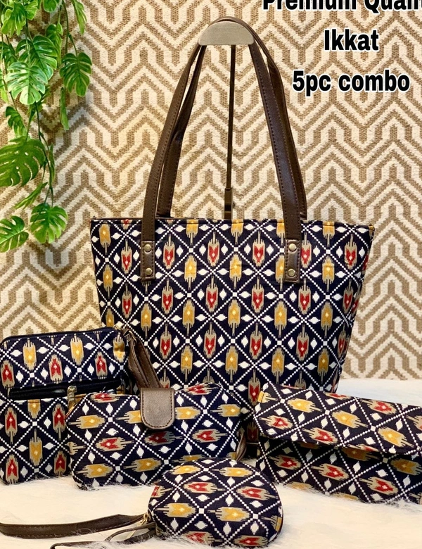 Tradition Ikkat Handbag Combo  - Bag-13"x11.5"Sling-6"×7