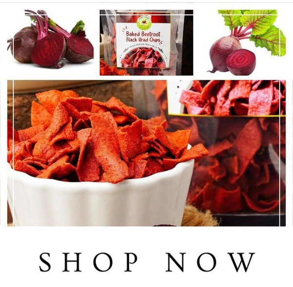 Baked Beet Black Urad Chips  - 100g