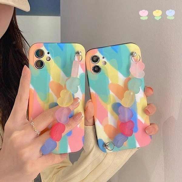 Elegant Case With Heart Chain Available For All Models Hard Material