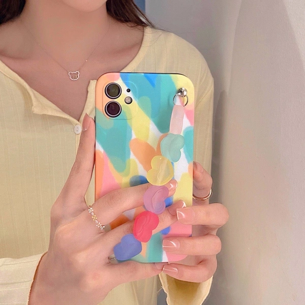 Elegant Case With Heart Chain Available For All Models Hard Material