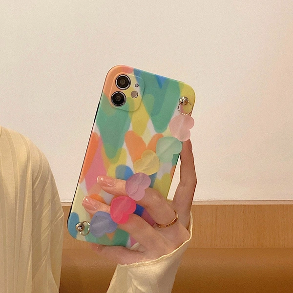 Elegant Case With Heart Chain Available For All Models Hard Material