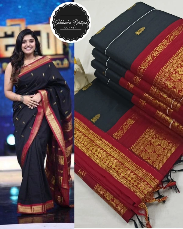 Kalyani Cotton Saree Black Red 