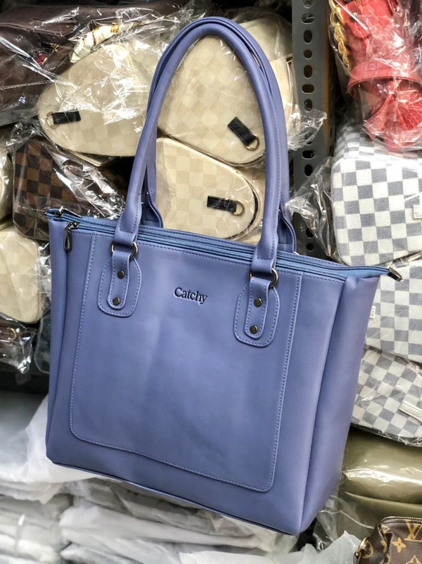 Catchy Branded  Handbag  - Brown, 3 Main Zip And 1 Side Zip