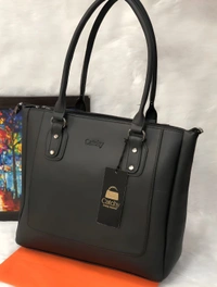 Catchy Branded  Handbag  - Brown, 3 Main Zip And 1 Side Zip