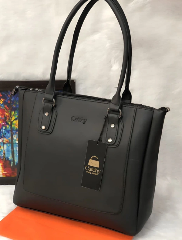 Catchy Branded  Handbag  - Brown, 3 Main Zip And 1 Side Zip