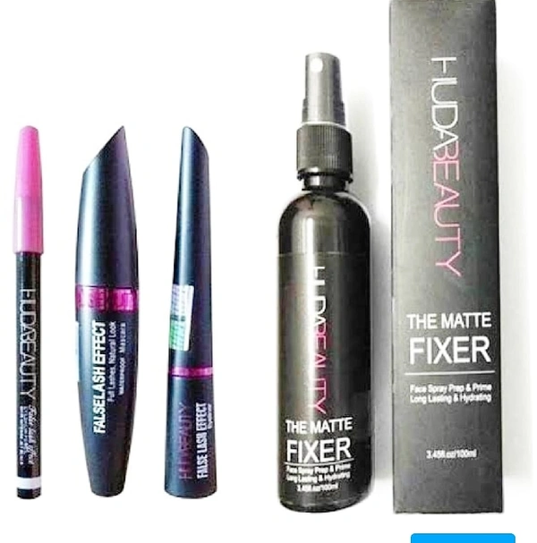 Eyeliner,maskara,eyebrow Pencil,hudabeauty Makeup Fixer. Combo